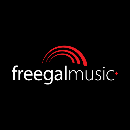 Freegal Music logo featuring red arcs and stylized text