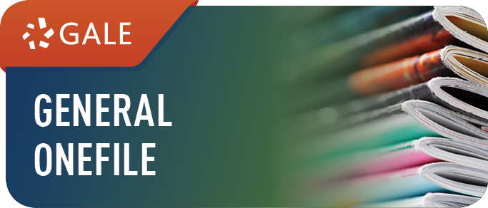 Gale General OneFile logo with stacked magazines in the background