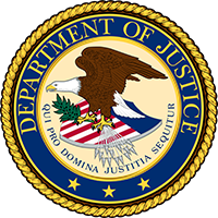 Seal of the U.S. Department of Justice featuring an eagle and shield
