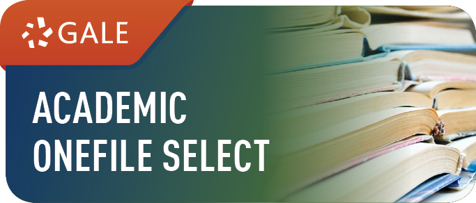Gale Academic OneFile Select logo with stacked books background