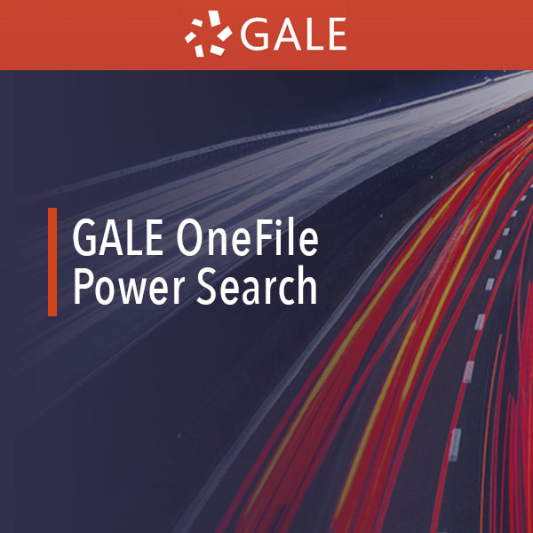 Gale OneFile Power Search with dynamic light trails in background