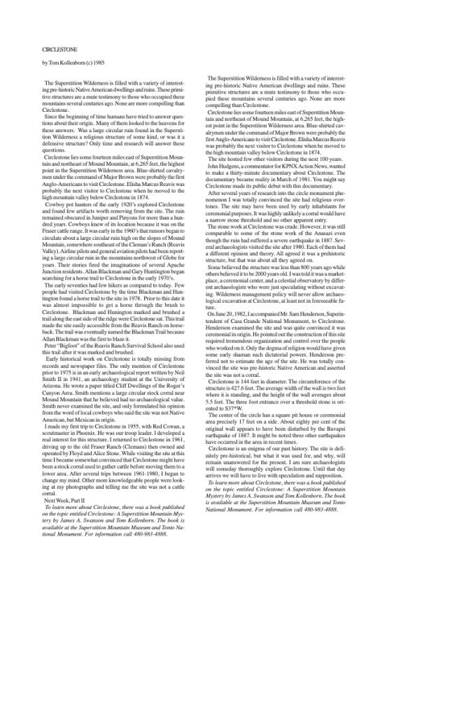 Text discussing the history and significance of the Circlestone site