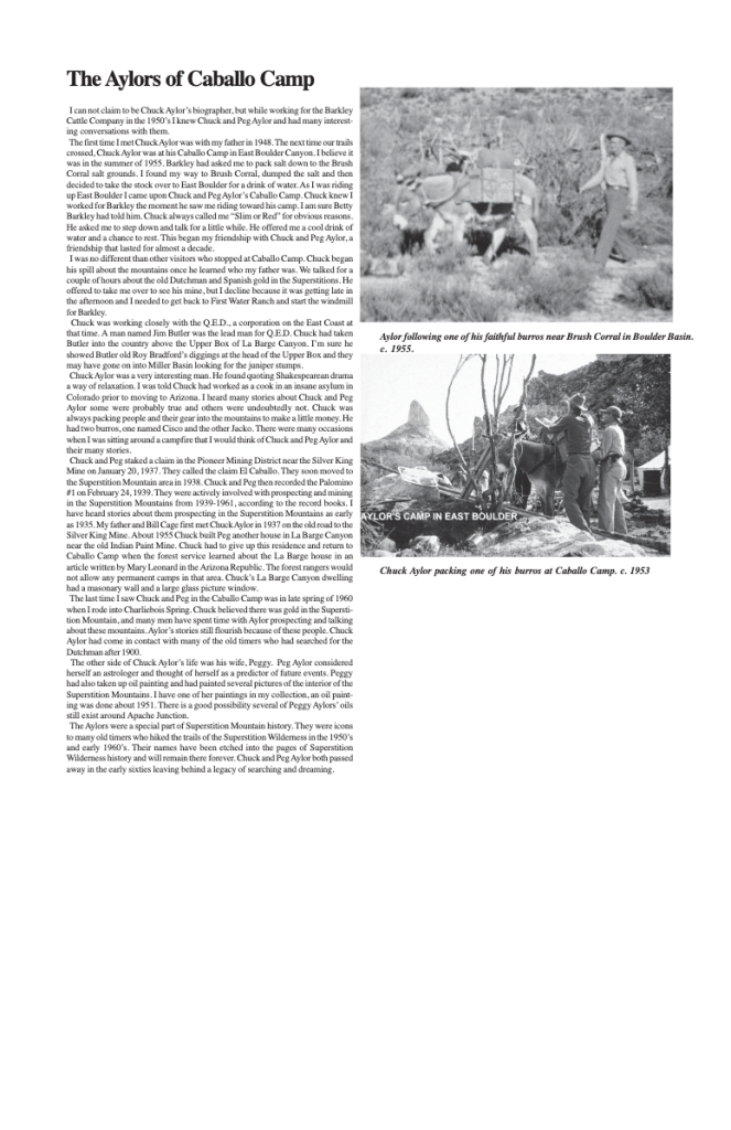 Aylor with his burros near Brush Corral in Boulder Basin, 1955