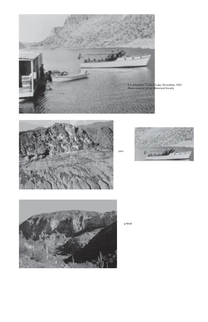 Historic black-and-white photos of Canyon Lake and surrounding landscapes