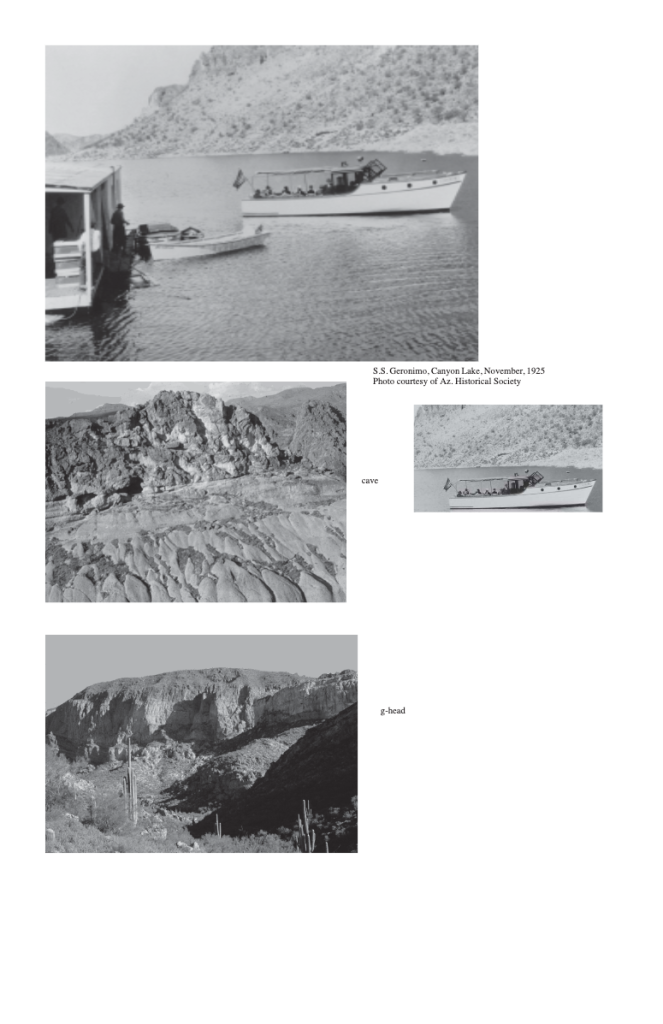 Historic black-and-white photos of Canyon Lake and surrounding landscapes