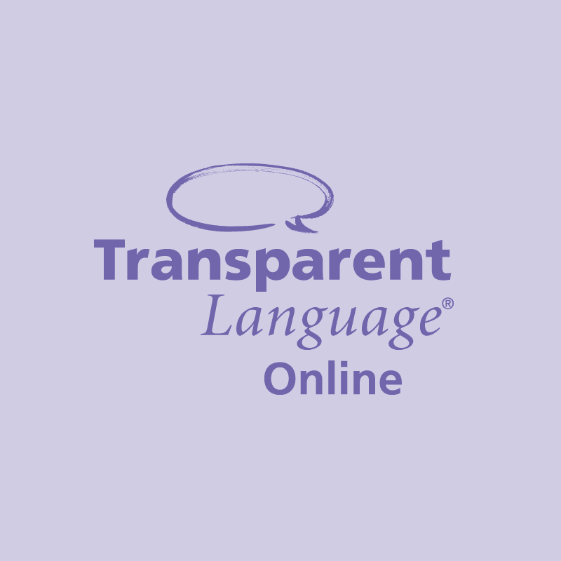 Transparent Language Online logo on a light purple background