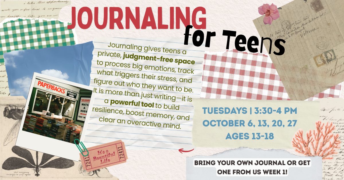 Journaling Journaling for teens event details and benefits highlighted creatively