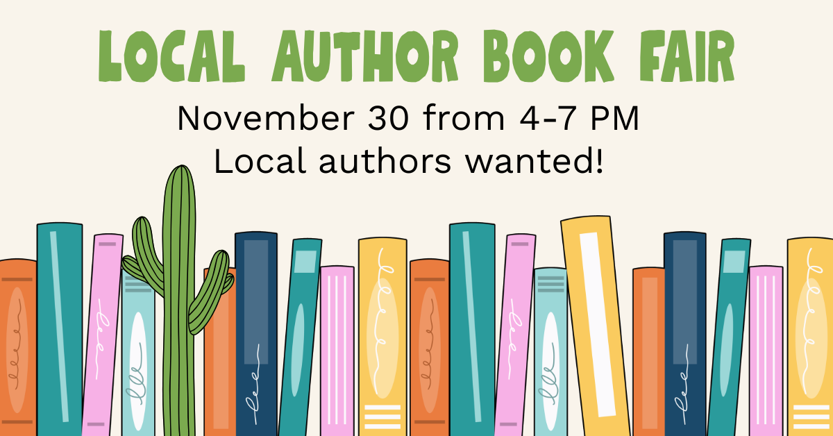 Local author book fair on November 30 from 4-7 PM